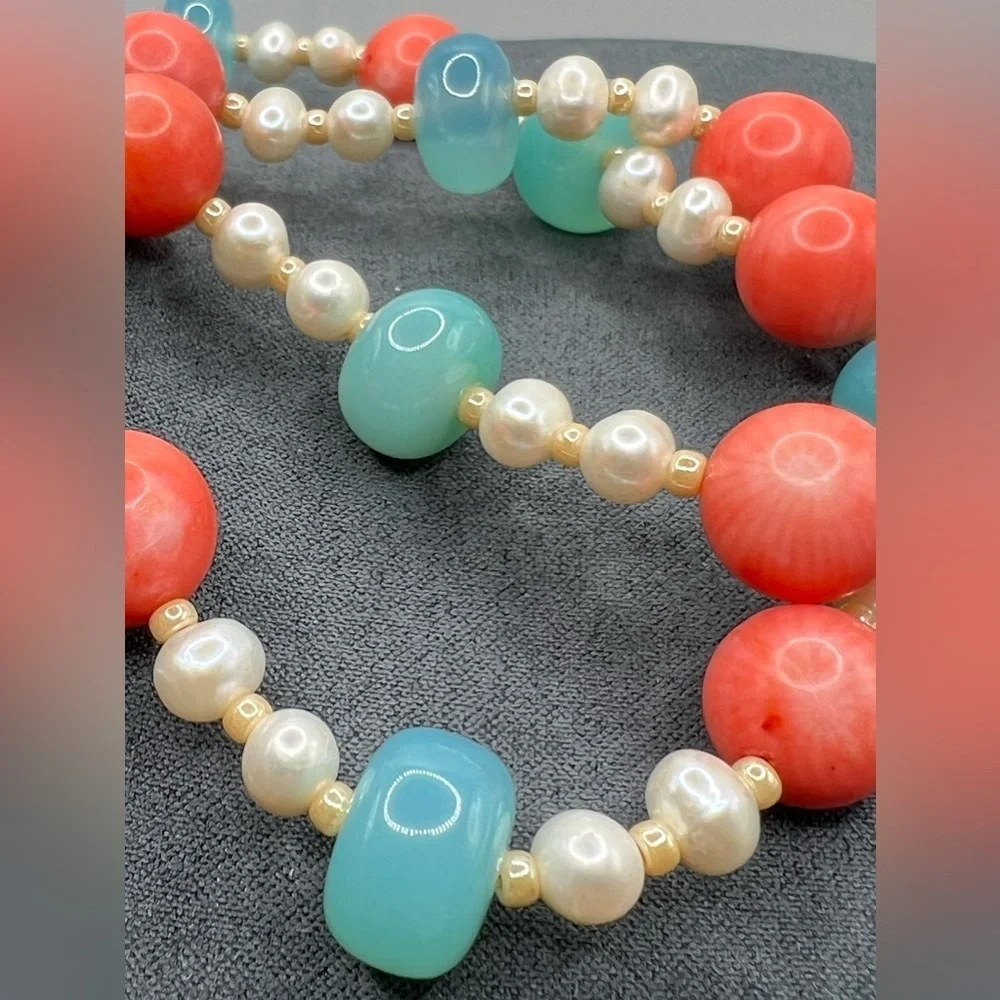 Pearl and coral beads mala